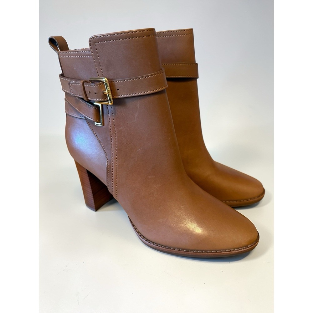 Ralph Lauren Women's Madisyn Boots‎ Buckled Booties Brown Leather Size 10 NWOB